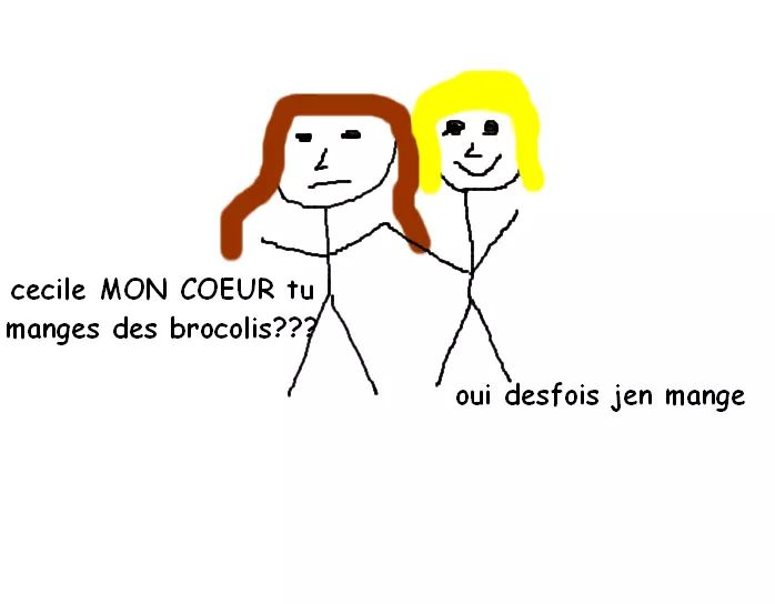 cecile MON COEUR tu manges des brocolis??? ; oui desfois jen mange