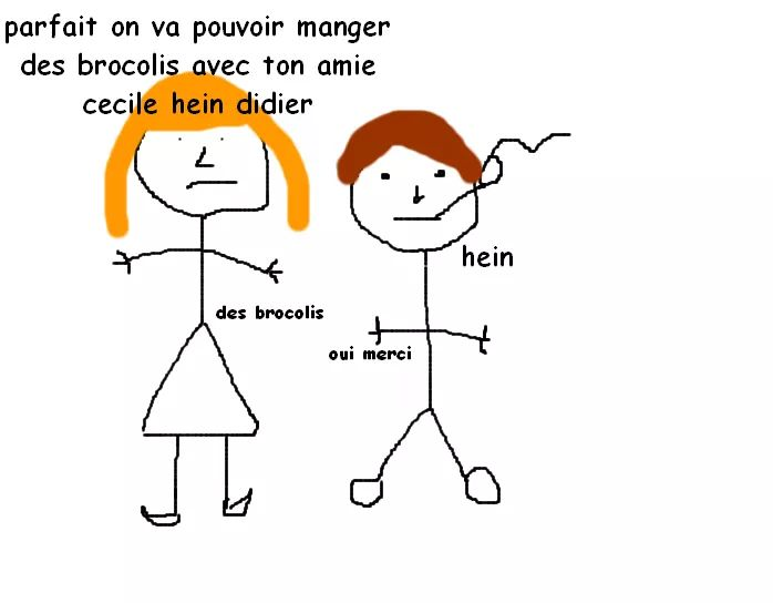 parfait on va pouvoir manger des brocolis avec ton amie cecile hein didier ; hein ; des brocolis ; oui merci